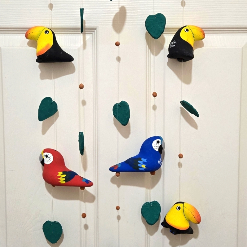 Clay Bird Mobile Wall Hanging From Costa Rica - Picture 2 of 6